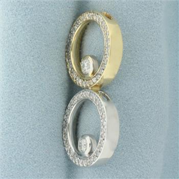 Diamond Two Tone Circle Pendant in 14k Yellow and White Gold