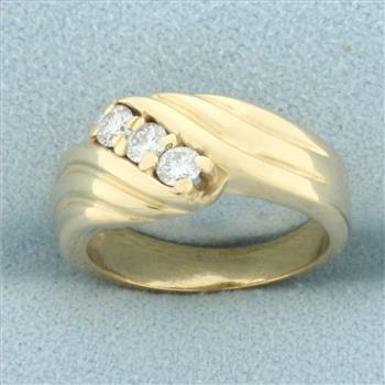 Diamond Wave Design Ring in 14k Yellow Gold
