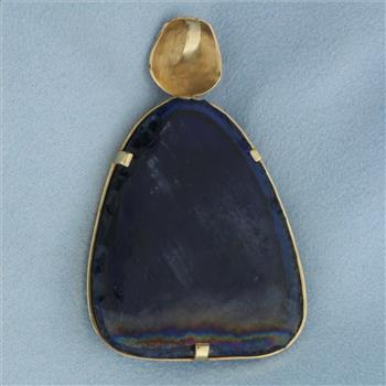 Dichroic Stained Glass Statement Pendant in 14k Yellow Gold