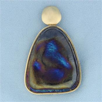 Dichroic Stained Glass Statement Pendant in 14k Yellow Gold