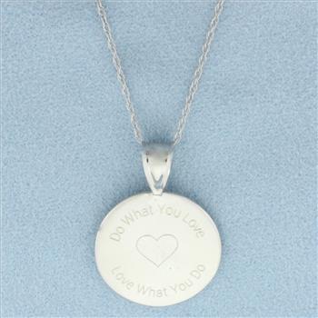 Do What You Love, Love What You Do Necklace in 14k White Gold