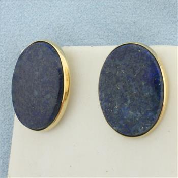 Dolan Bullock D&B Lapis Lazuli Button Earrings in 14k Yellow Gold