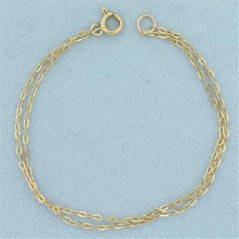 Double Cable Link Bracelet in 14k Yellow Gold