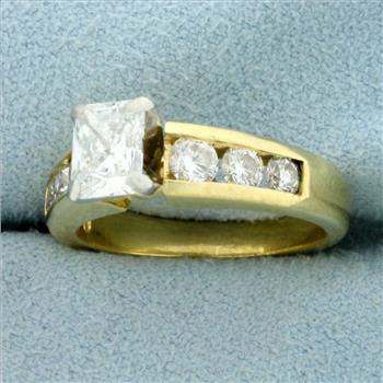 EGL Certified Radiant Diamond Engagement Ring in 18K Yellow Gold