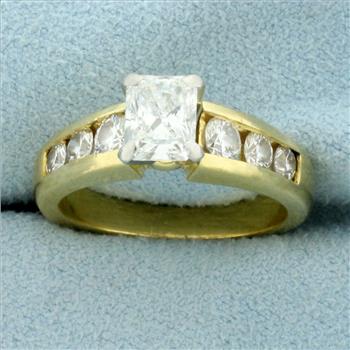 EGL Certified Radiant Diamond Engagement Ring in 18K Yellow Gold