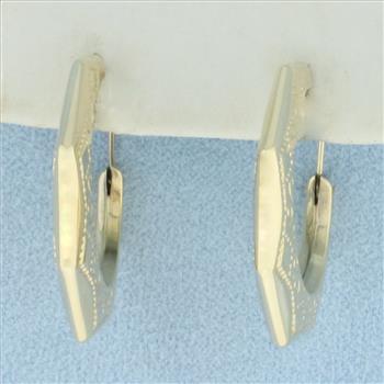 Embossed Hoop Earrings in 14k Yellow Gold