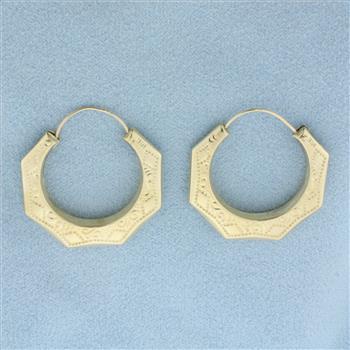 Embossed Hoop Earrings in 14k Yellow Gold