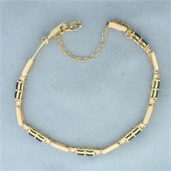 Emerald and Diamond Bracelet in 14k Yellow Gold