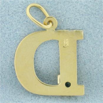 Emerald Initial D Pendant in 18k Yellow Gold