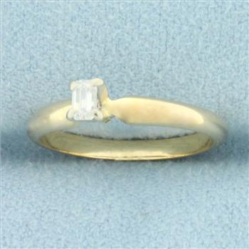 Emerald Shaped Diamond Solitaire Engagement Ring in 14k Yellow Gold
