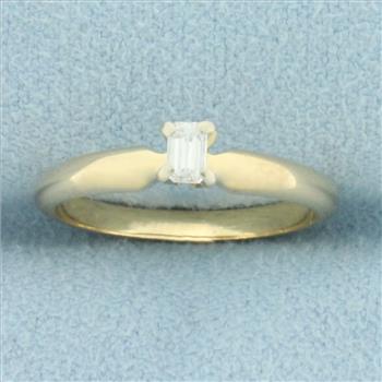 Emerald Shaped Diamond Solitaire Engagement Ring in 14k Yellow Gold