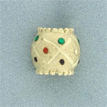 Enamel Bead Pendant in 10k Yellow Gold