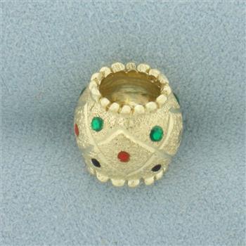 Enamel Bead Pendant in 10k Yellow Gold