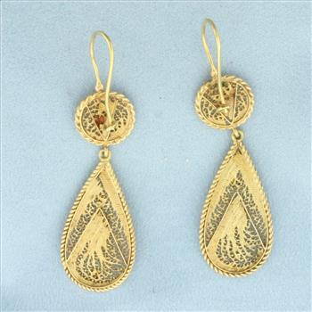 Enamel Dangle Earrings in 21k Yellow Gold