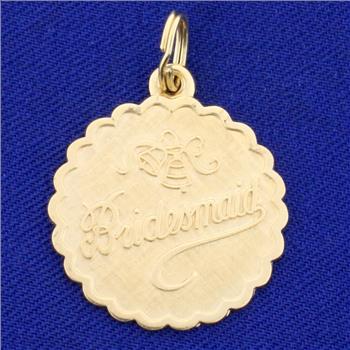 Engrabable Bridesmaid Pendant or Charm in 14K Yellow Gold