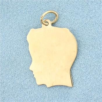 Engravable Boy Silhouette Charm or Pendant in 14k Yellow Gold