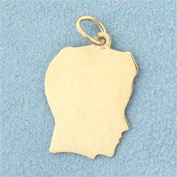 Engravable Boy Silhouette Charm or Pendant in 14k Yellow Gold