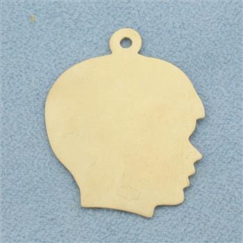 Engravable Boy Silhouette Pendant or Charm in 14k Yellow Gold