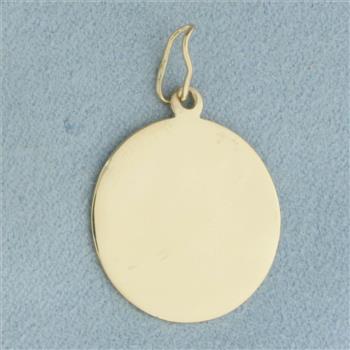 Engravable Disk Charm or Pendant in 14k Yellow Gold