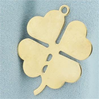 Engravable Four Leaf Clover Pendant in 14k Yellow Gold