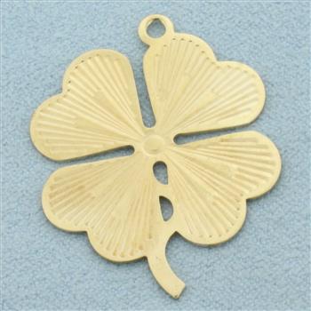 Engravable Four Leaf Clover Pendant in 14k Yellow Gold