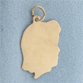 Engravable Girl Silhouette Charm in 14k Yellow Gold