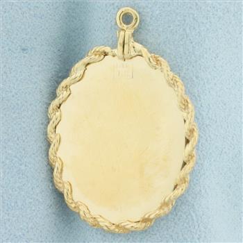 Engravable Oval Pendant or Charm in 14k Yellow Gold