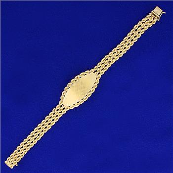 Engravable Rope Chain Style ID Bracelet in 14K Yellow Gold