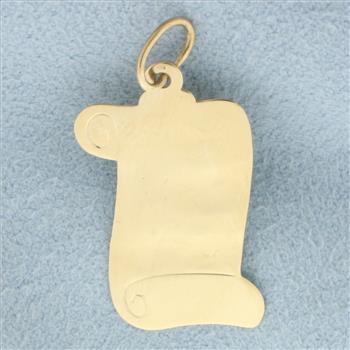 Engravable Scroll Charm in 14k Yellow Gold