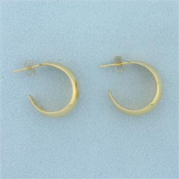 Etched Design Hoop Earrings in 14k Yellow Gold