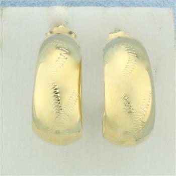 Etched Design Hoop Earrings in 14k Yellow Gold