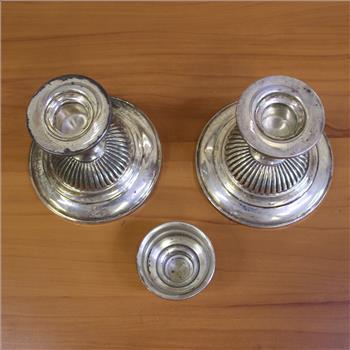 Fisher Silversmiths Hurricane Lamp Candlestick Holders Set of 2 in .925 Sterling Silver