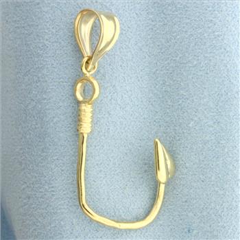 Fishing Hook Pendant in 14k Yellow Gold
