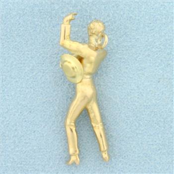 Flamenco Dancer Pendant in 14K Yellow Gold