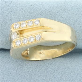 Floating and Pave Set Diamond Ring in 14k Yellow Gold