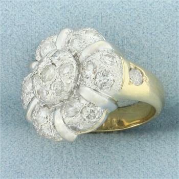 Flower Design Diamond Ring in 18k Yellow and White Gold