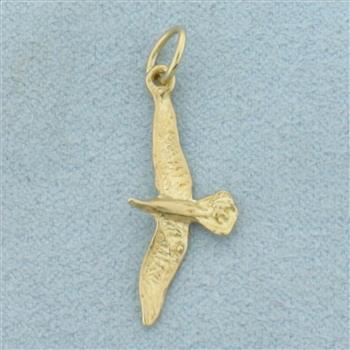 Flying Hawk Bird Charm in 14k Yellow Gold