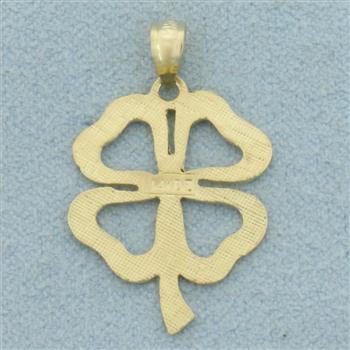Four Leaf Clover Pendant in 14k Yellow Gold