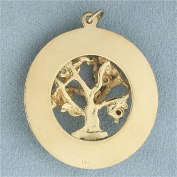 Gemstone Tree of Life Medallion Pendant or Charm in 14k Yellow Gold