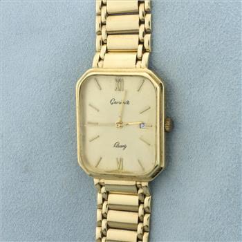 Geneve Quartz Watch in Solid 14k Yellow Gold Case and Bracelet