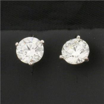 GIA Certified Over 2ct TW Diamond Stud Earrings in Platinum Martini Settings