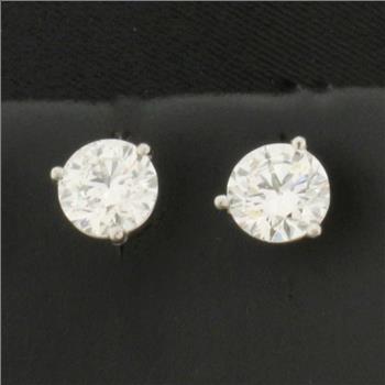GIA Certified Over 2ct TW Diamond Stud Earrings in Platinum Martini Settings