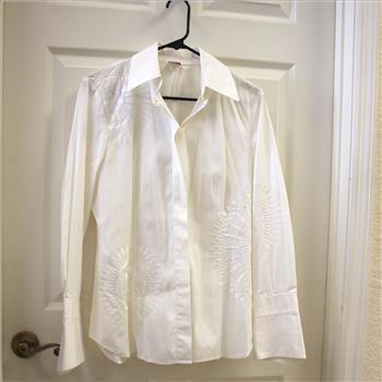 Gianfranco Ferre White Embroidered Button Down Shirt