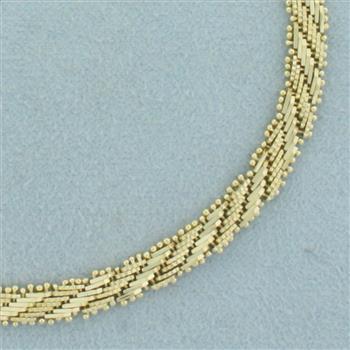 Gold Ball and Bar Link Bracelet in 14k Yellow Gold