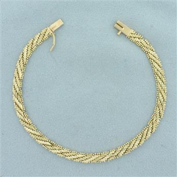 Gold Ball and Bar Link Bracelet in 14k Yellow Gold