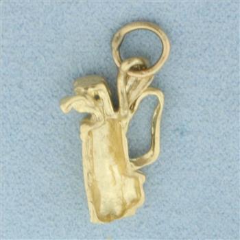 Golf Club Bag Charm or Pendant in 14k Yellow Gold