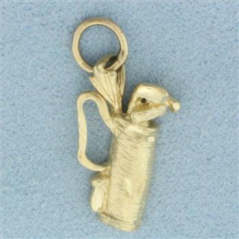 Golf Club Bag Charm or Pendant in 14k Yellow Gold