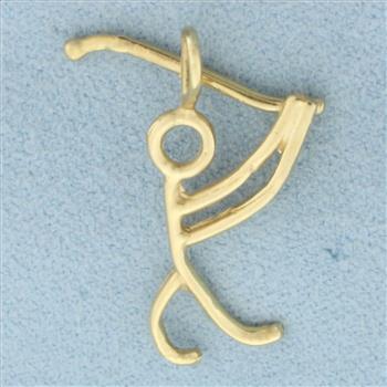 Golfer Stick Figure Pendant in 14k Yellow Gold