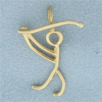 Golfer Stick Figure Pendant in 14k Yellow Gold