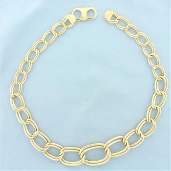 Graduated 16 Inch Double Oval Link Chain Necklace in 14k Yellow Gold